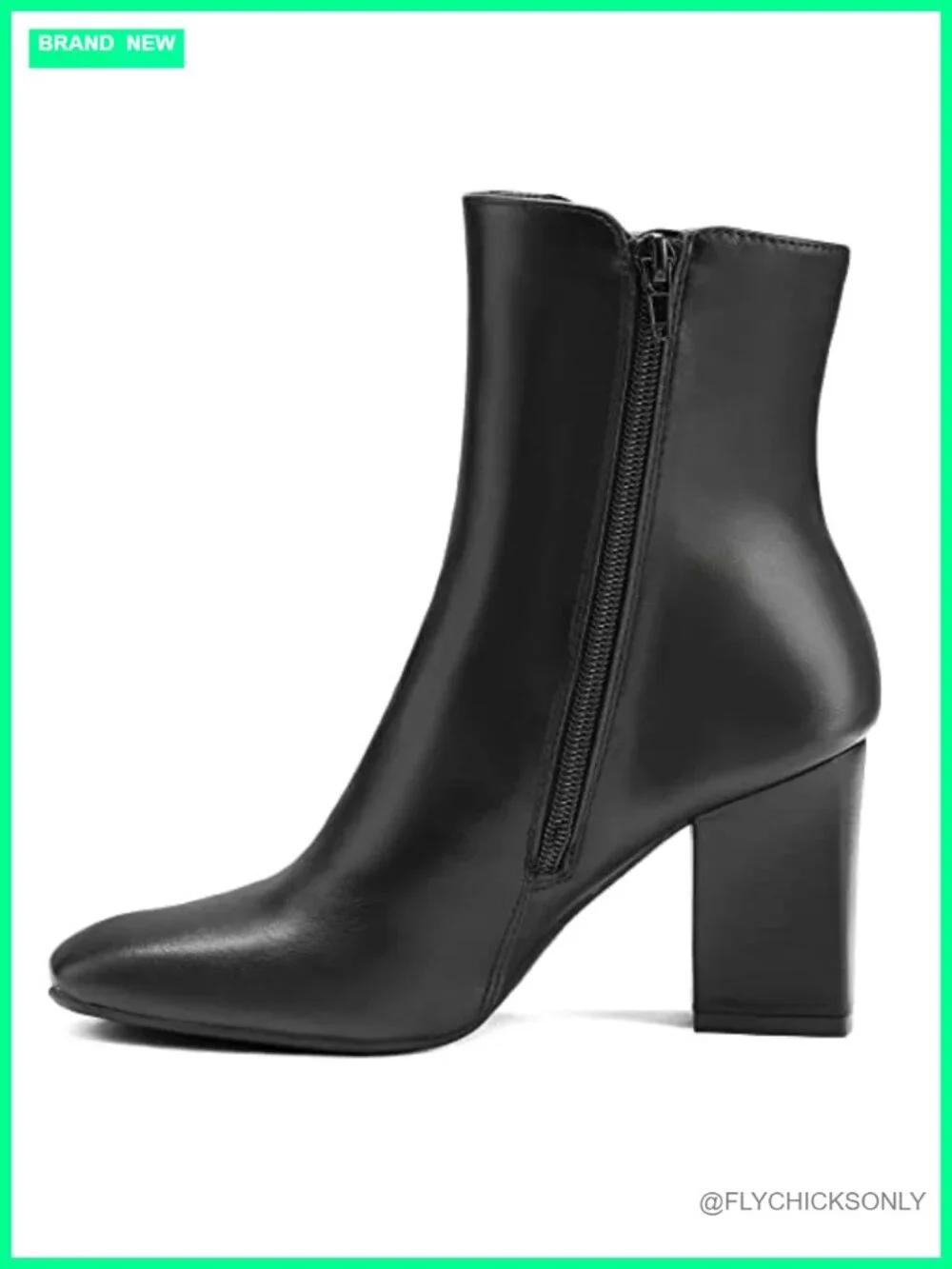 Women's Ankle Boots Square Toe Side Zipper Chunky Block Heel Short Booties